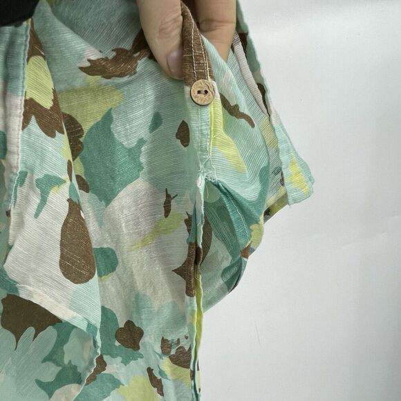 Provence D’amour Shirt Women Large Multicolor Floral Linen Long Sleeve Button-Up - Picture 4 of 11